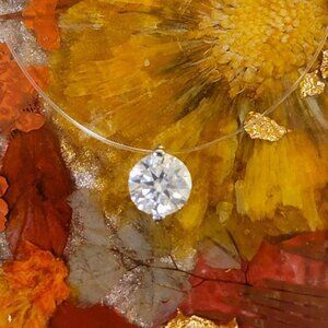 Moissanite Floating Necklace 1CT 925 Sterling Silver 16"+2" NWT